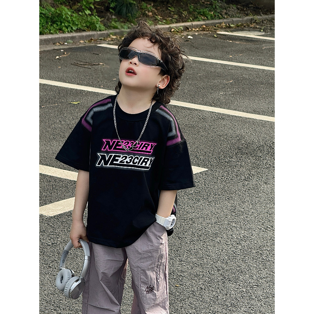 Camiseta corporal infantil meninos roupas de verão algodão puro manga curta 2026 novo estilo verão médio grande crianças