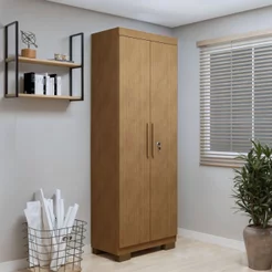 Armário Multiuso 2 Portas com Chave e 5 Prateleiras Asteca Marrom/Cinamomo Cinamomo
