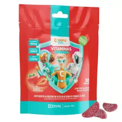 Vitamina C Gomas 30 mg + D 5 mcg + Zinco 2.5 mg 30 Unidades Sabor Morango - C-Triple Kids