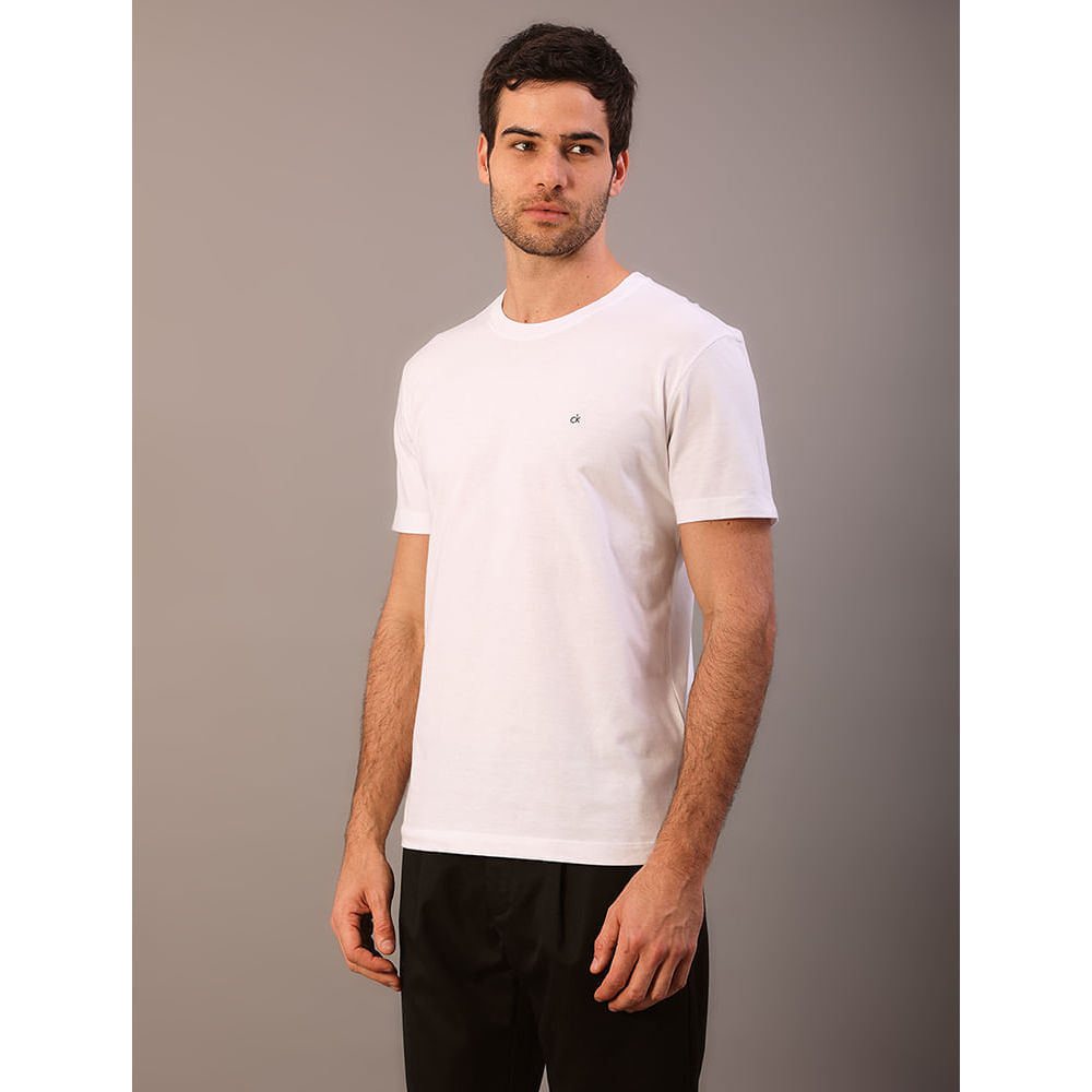 Camiseta Masculina Básica em Meia Malha Calvin Klein - Branco