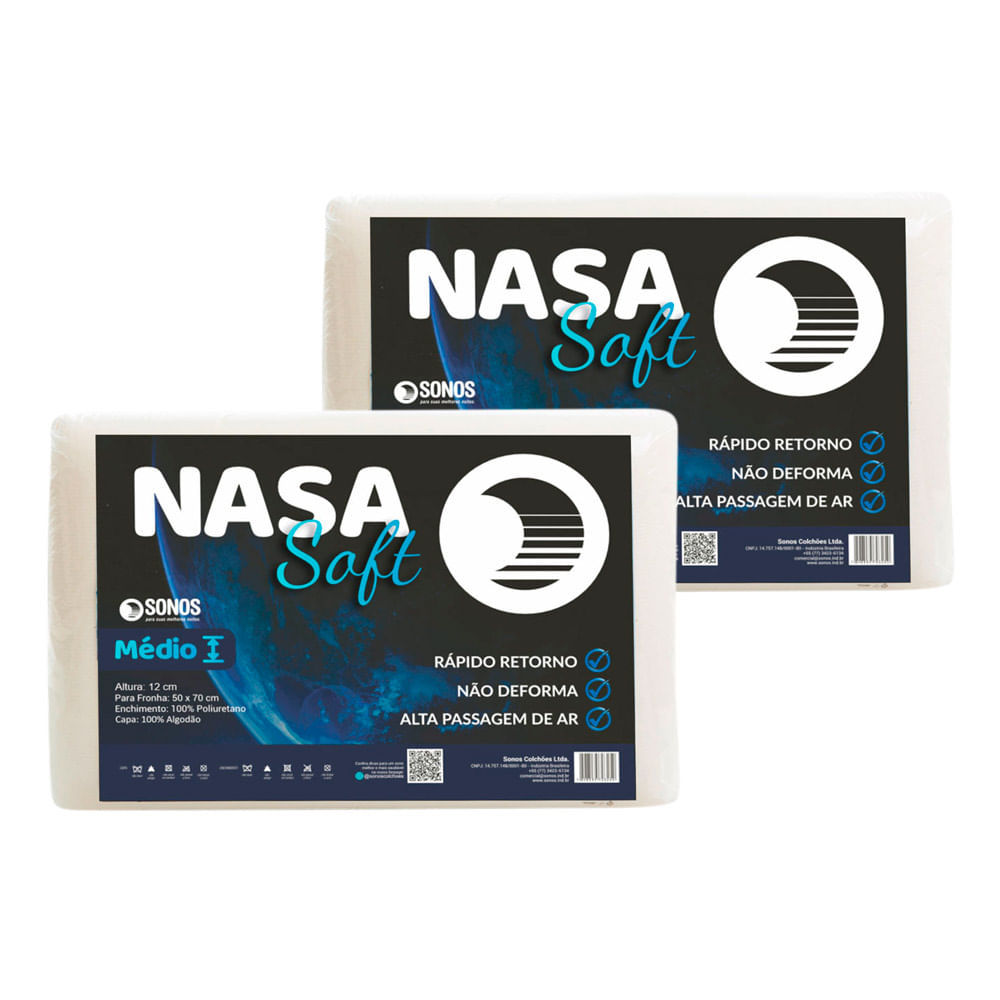 Kit 2 Travesseiros Sonos Nasasof Medio 12cm