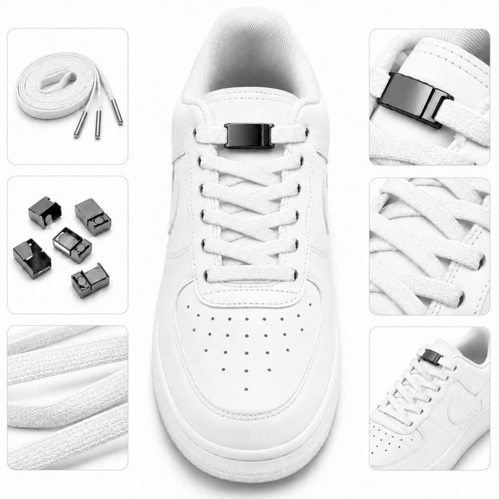 Cadarço Elástico com Fecho Magnético Branco Par de Cadarço Elástico com Fecho Magnético para Tênis – 150cm
