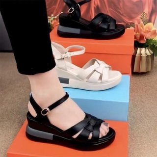 Sapatos de marca sandálias de salto cunha feminino 2026 novo estilo plataforma de sola grossa sapatos romanos leve sola 