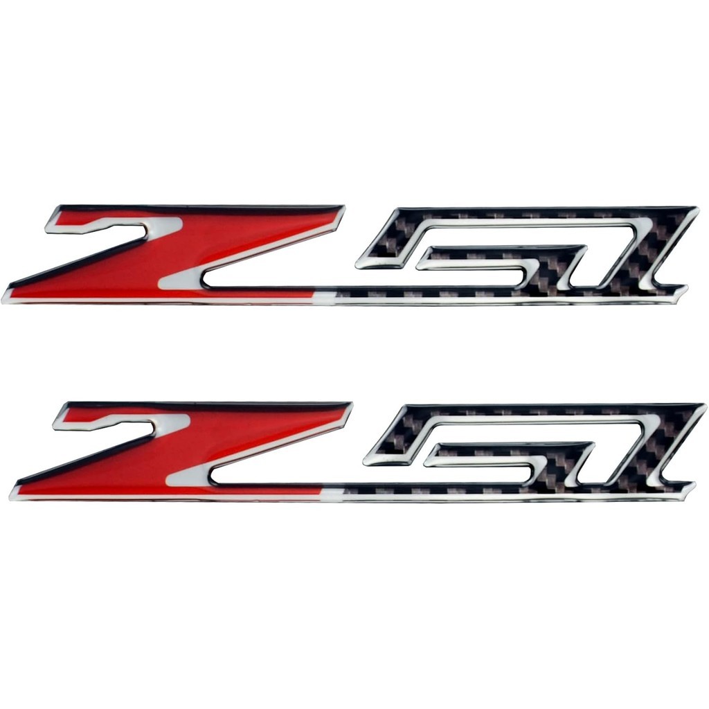 Par Conjunto Corvette C7 Z51 Emblema De Fibra Carbono Stingray Adesivo Decalque Substituição Para (De Vermelho Prateado)