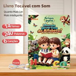 Livro Falante Sonoro Bilíngue Português Inglês Livro Educativo Interativo Infantil Crianças Aprender Brincando