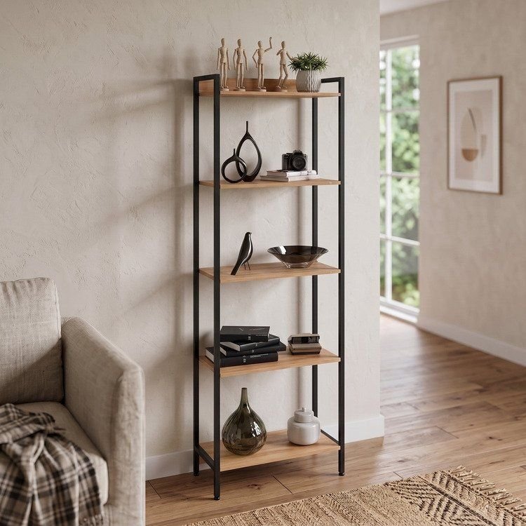 Estante de Livros Industrial 60CMX187CM Multiuso 5 Prateleiras Active Yescasa Marrom Mel