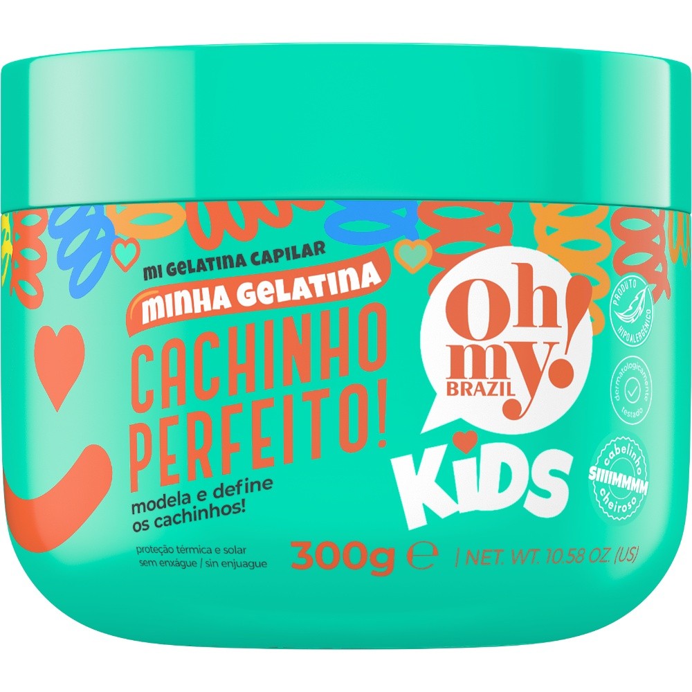 Gelatina Modeladora Cachinho Perfeito 300gr Oh My! Kids Cachos Macios e Definidos, de 3 a 12 Anos
