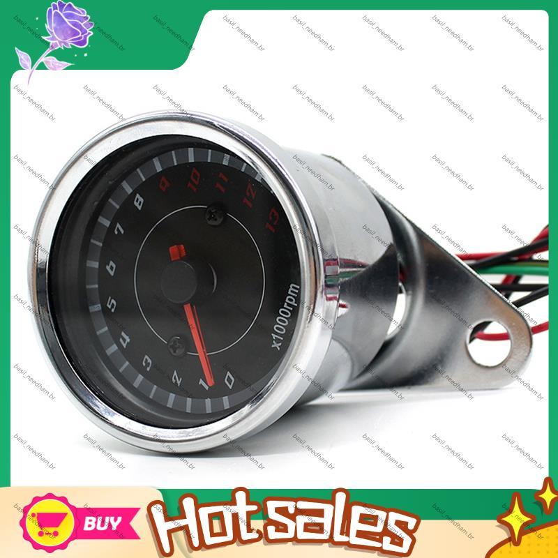 [Desconto B] DC 12V 1000RPM Tacômetro Analógico Para Motocicleta Com Luz De Fundo LED Azul Medidor RPM Tacho