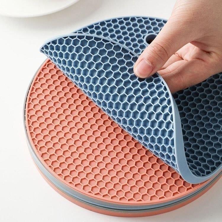 Almofada de isolamento térmico de favo de mel, pratos redondos de silicone, almofada de isolamento térmico Anti-escaldan