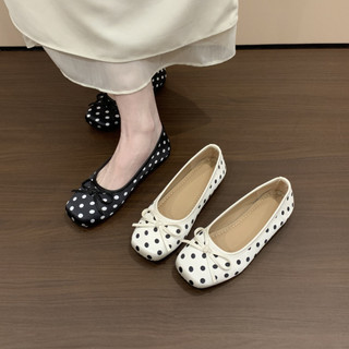 Francês bolinhas arco sapatos planos feminino 2026 novo estilo primavera linda saia combinando estilo noite sapatos Mary