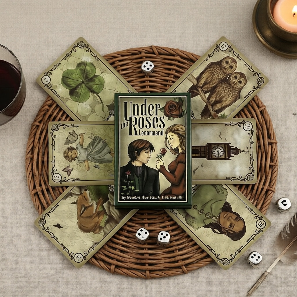 Baralho de 39 cartas «Under the Roses» – Edição de Adivinhação Lenormand em inglês; um presente para amigos e para jogar