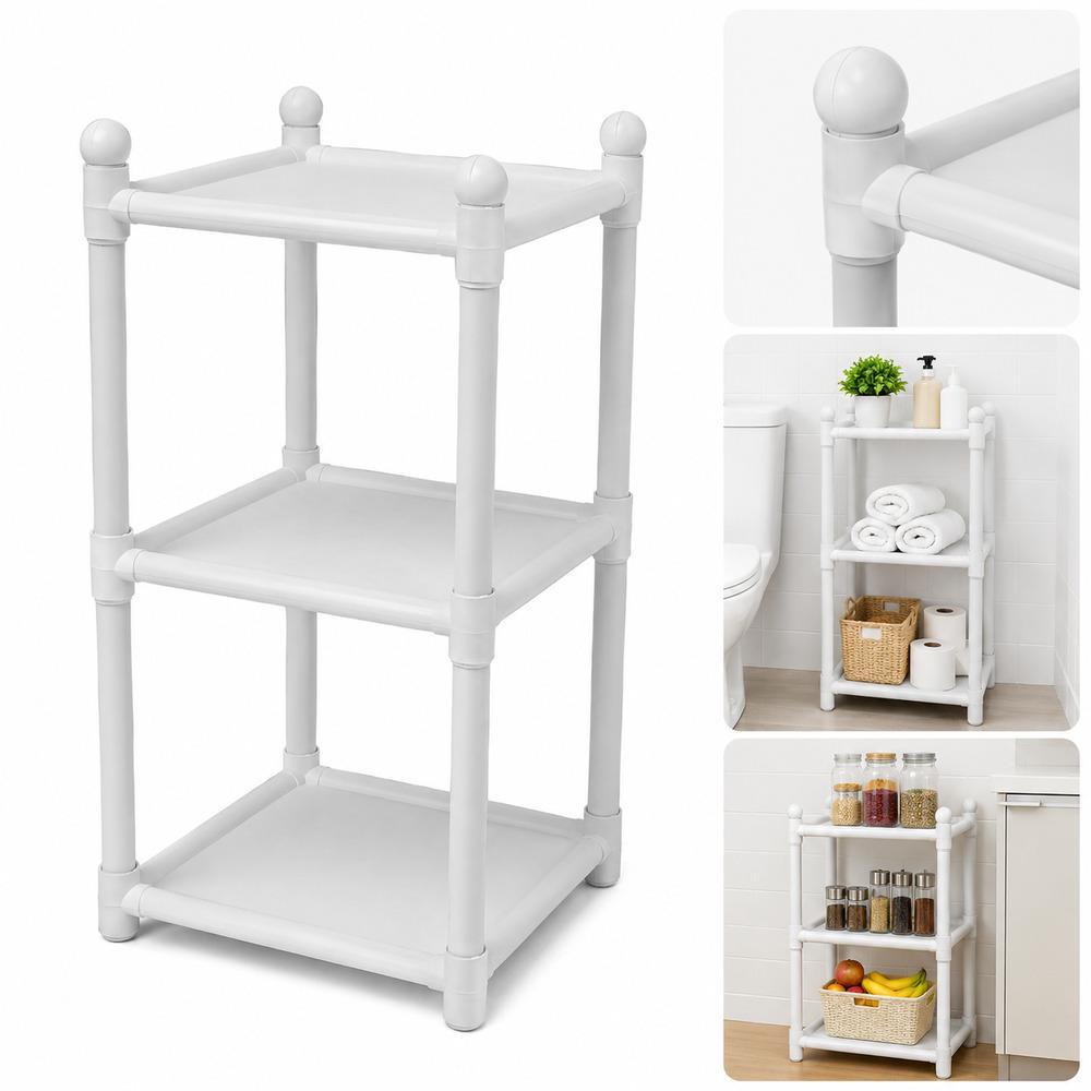 RACK ORGANIZADOR MULTIUSO ESTANTE 3 PRATELEIRAS MODULAR BRINQUEDOS LAVANDERIA BANHEIRO  COZINHA ESCRITORIO BANDEJAS REFO