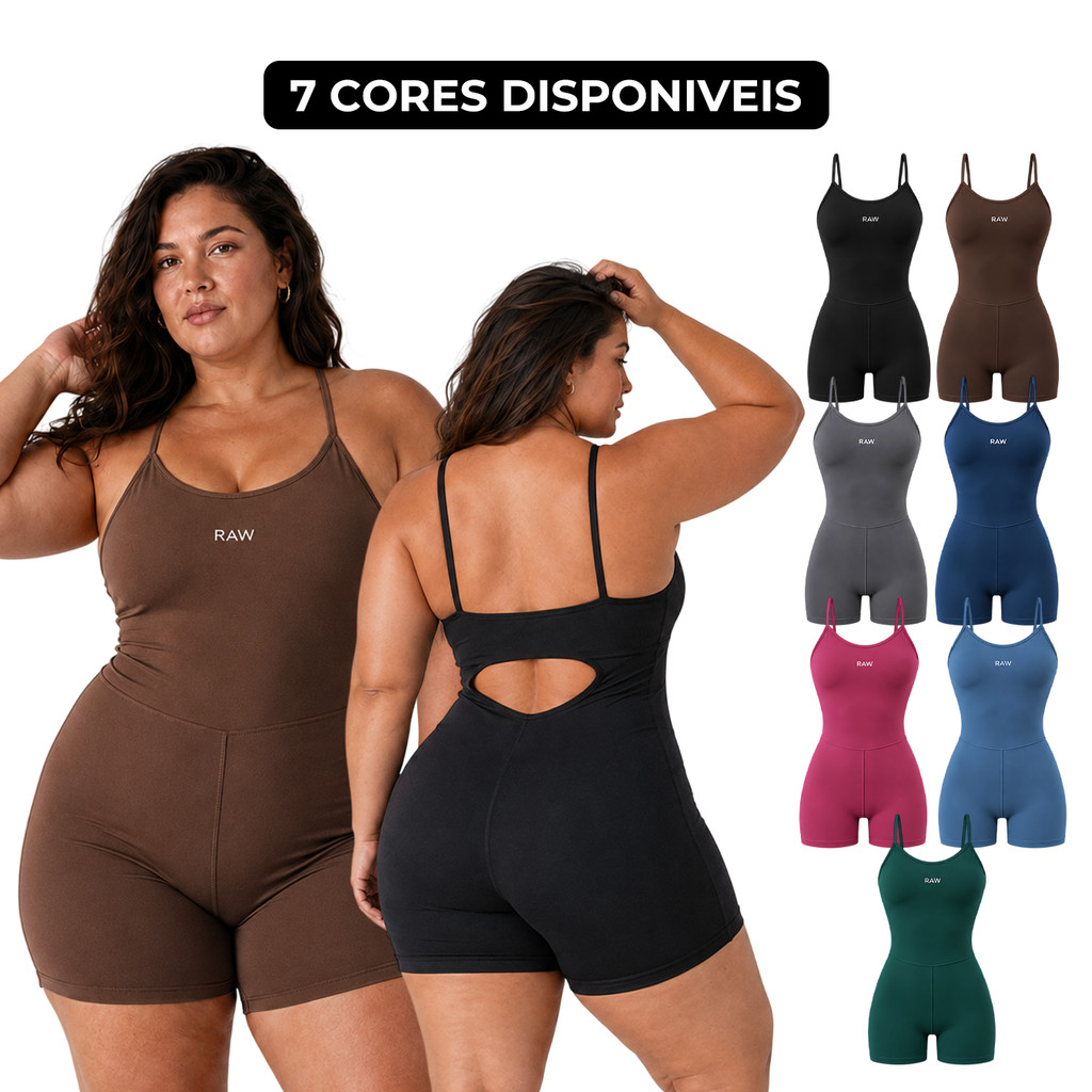 Macaquinho Fitness Academia Plus Size Feminino Zero Transparência Treino Crossfit Pilates Yoga Macaquinho Modelador
