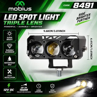 MATA CAHAYA Lâmpada De Tiro De 3 Olhos LED Projetor De Carro Branco Luz Amarela UNIVESAl Todas As Motocicletas