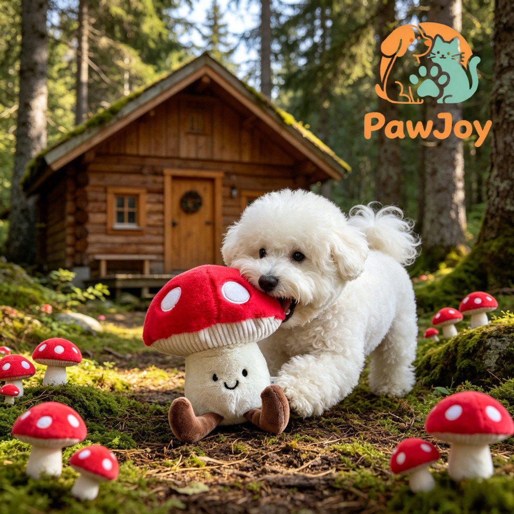 Brinquedo de cogumelo resistente e com som, ideal para animais de estimação; um brinquedo divertido e estimulante para c