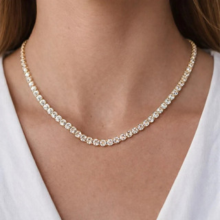 Colar Riviera Feminino Cristal Banhado Ouro