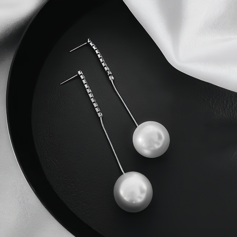 Pérola longo diamante brincos coreia Dongdaemun brincos longos influenciador elegante brincos borla brincos femininos