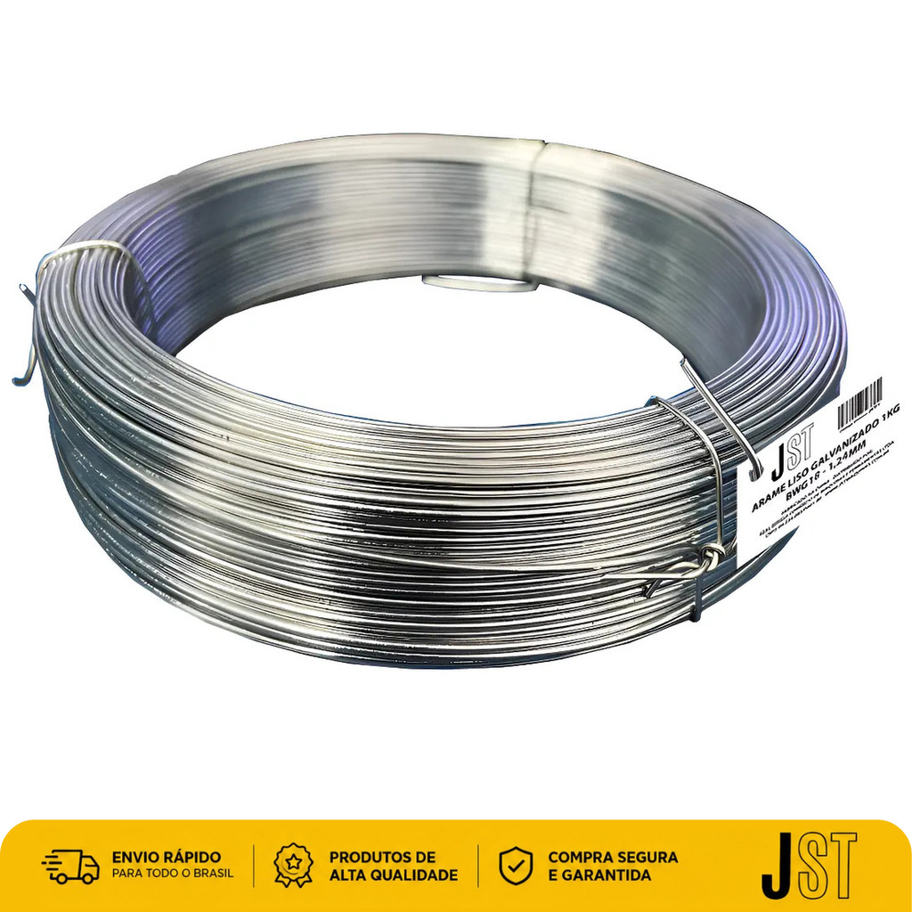 Arame Liso Galvanizado BWG 18 1,24mm Por Quilo 1kg JST Fino Flexível
