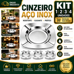 Cinzeiro Aço Inox Quadrado 11cm 1/2/3/4 Unidades Resistente Lavável Premium para Área Gourmet Churrasqueira