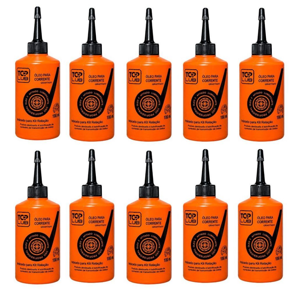 10x Oléo Grafitado Lubrificante Corrente Transmissão Relação Moto Bike 100ML