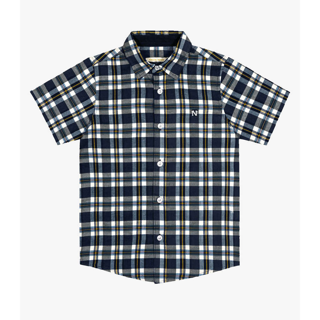 Camisa Infantil Masc Tricoline Xadrez Trick Nick Azul