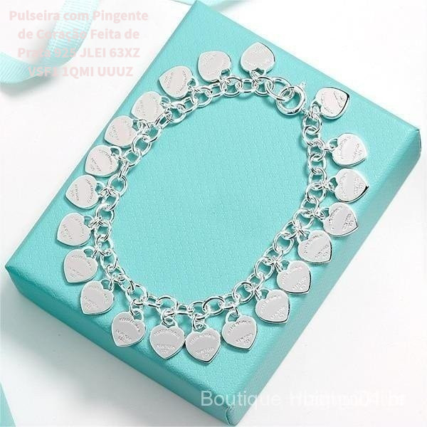 Pulseira com Pingente de Coração Feita de Prata 925 JLEI 63XZ VSF1 1QMI UUUZ
