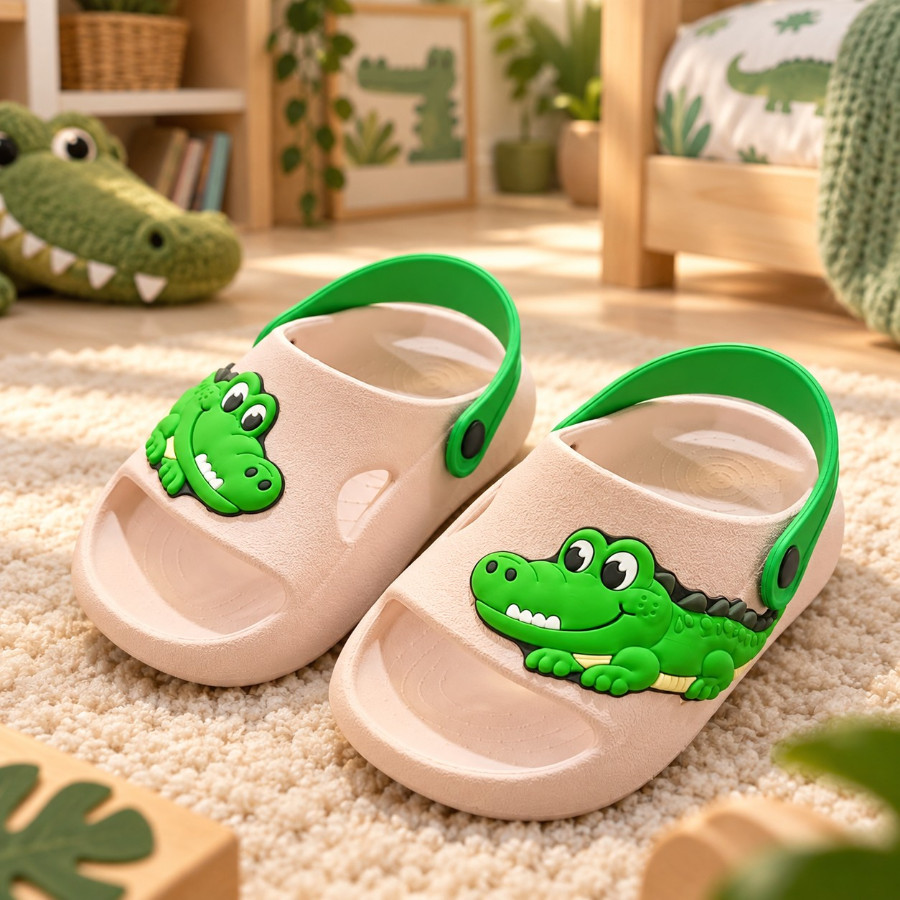 Chinelo Infantil Nuvem Slide Masculino Jacaré Animais Bichinhos Confortável Fofo Resistente Macio Antiderrapante Leve