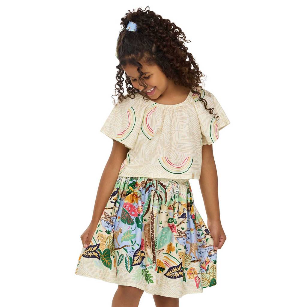 Conjunto Infantil Menina Cantarim Brasilidade Elian Bege