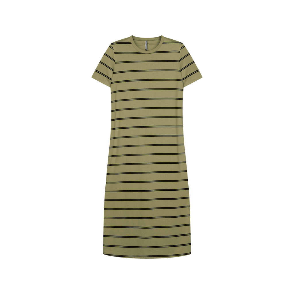 Vestido Midi Feminino Listras Marialícia Verde