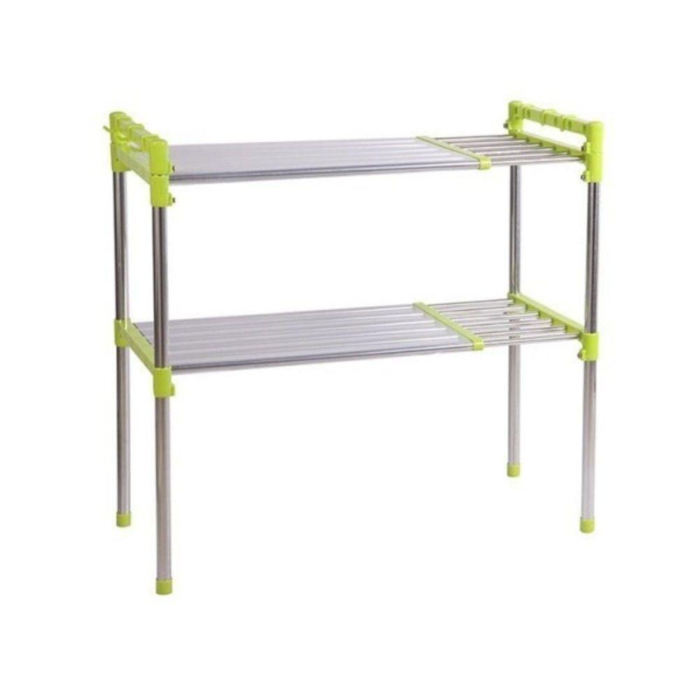 Prateleira Inox Ajustável Organizador Cozinha Suporte Micro-Ondas Estante Multiuso Banheiro Sapateira Rack