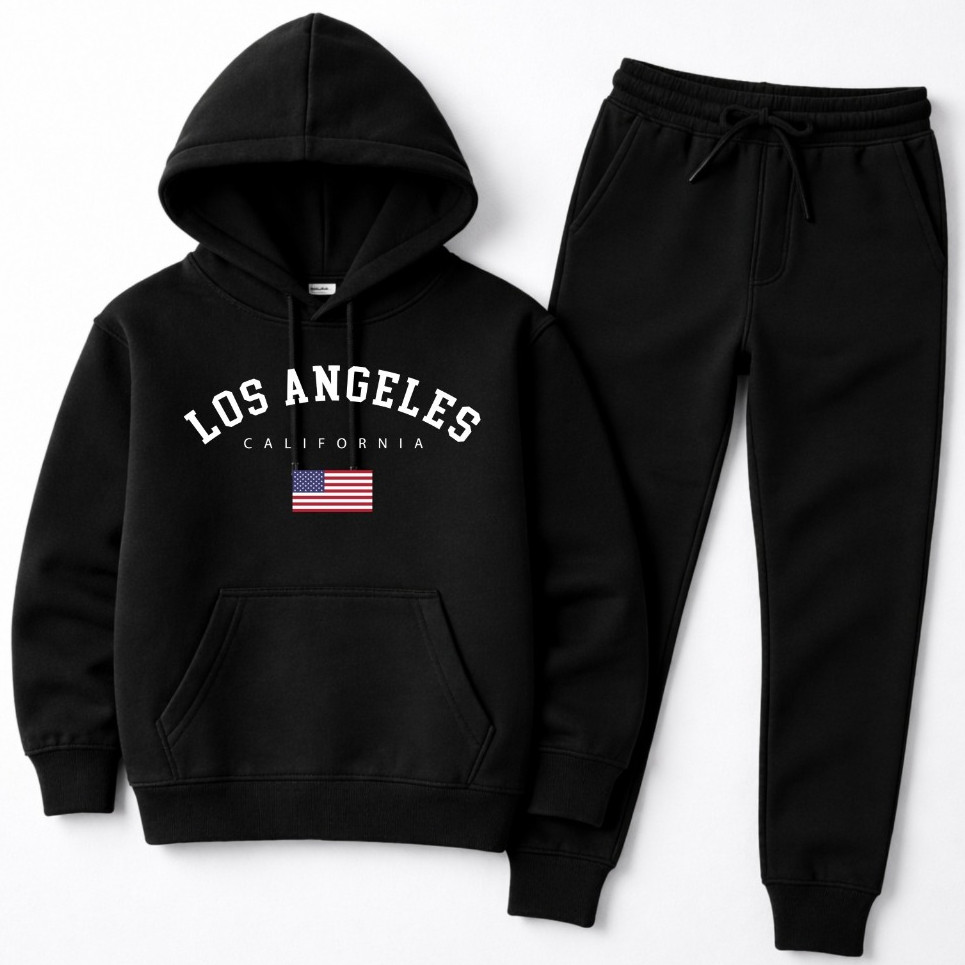Conjunto Moletom Infantil PREMIUM Flanelado Moletom e Calça Estampado Los Angeles Quentinho Confortável