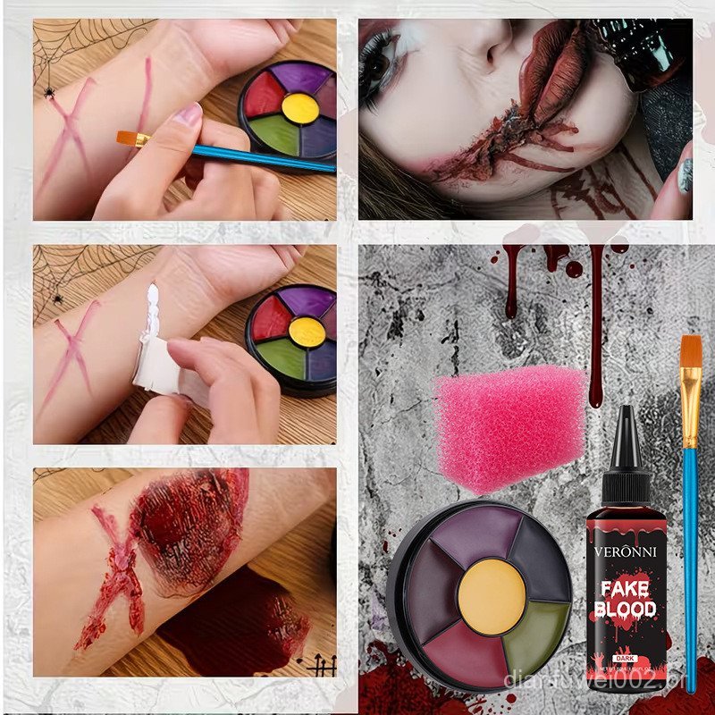 Kit de Maquiagem SFX para Halloween, sangue artificial, cera para cicatrizes, maquiagem de efeitos especiais, adereços d