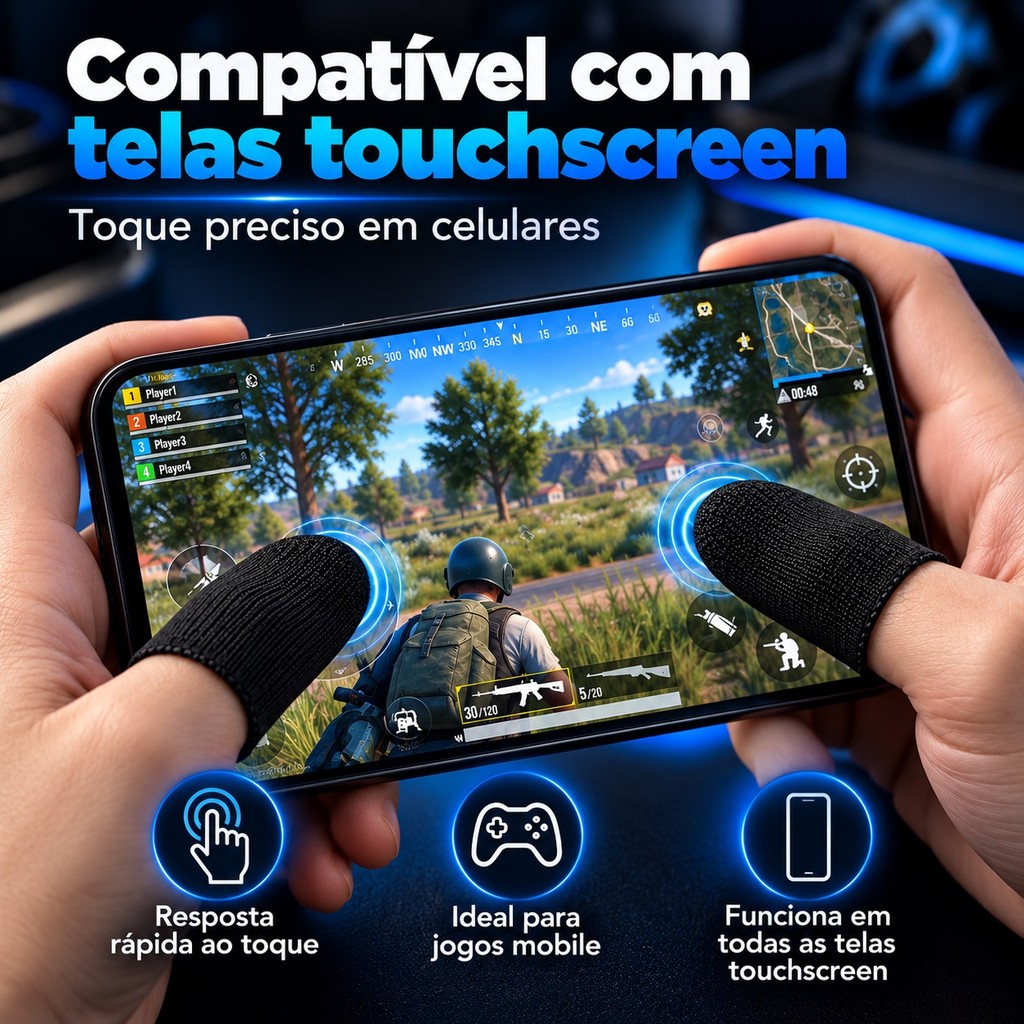 Luva de Dedo Gamer Dedeira 1 Par 2 Unidades Celular Touchscreen Anti-Suor Alta Sensibilidade Free Fire PUBG COD Mobile · foto 2