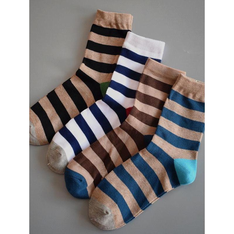 Estilo japonês comércio exterior Retro listrado meias de algodão masculino primavera outono Mid-tube exportação desodora