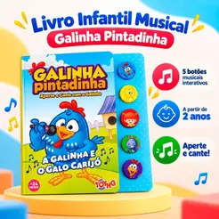 Brinquedo Galinha Pintadinha Livro Infantil Musical Aperte e Cante Toyng Presente Infantil