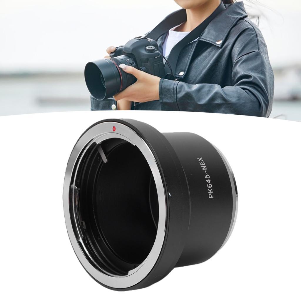 Adaptador de lente de câmera para lentes P645 Câmeras de montagem NEX E Liga de alumínio com foco manual Prioridade de