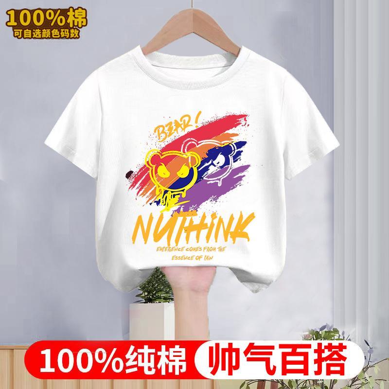Meninos dos desenhos animados impresso camiseta de manga curta crianças verão novo estilo roupas infantis meninos médio 