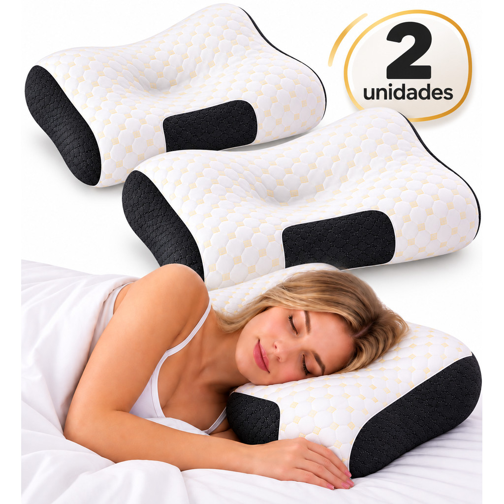 Travesseiro Cervical Ortopédico Ergonômico Respirável Macio Lavável Conforto e Suporte para Dormir