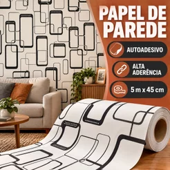Papel de Parede Autoadesivo Geométrico 5m x 45cm – Alta Aderência e Fácil Aplicação