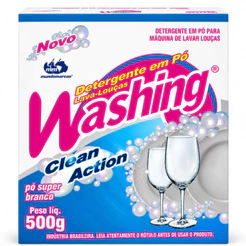 Lava Louças Em Pó Washing Clean Action 500g Super Branco