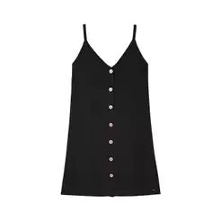 Vestido Feminino Curto Botões Frontais Marialícia Preto