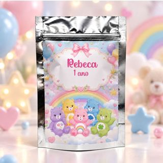 Saquinho Metalizado Personalizo P Ursinhos Carinhosos /  P10x15cm Lembrancinha Festa Aniversário Nome e Idade