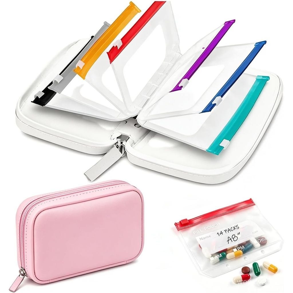 Conjunto de Organizadores de Comprimidos à Prova d'Água A8, Caixa de Comprimidos com 14 Bolsas Coloridas