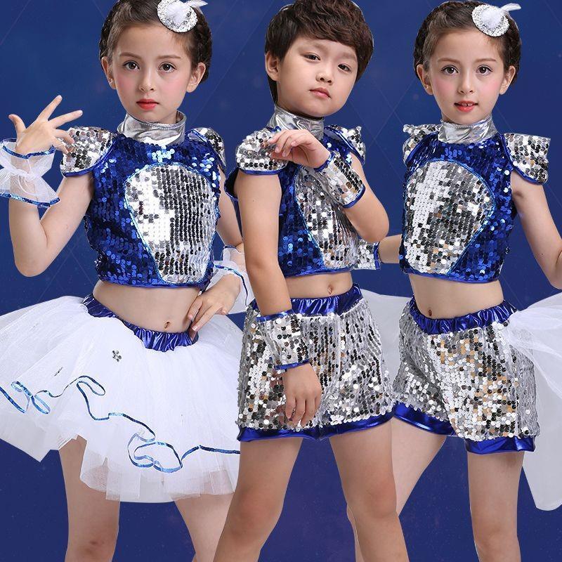 Dia de ano novo traje de desempenho das crianças Pettiskirt meninas lantejoulas dança desempenho criança Jazz dança traj