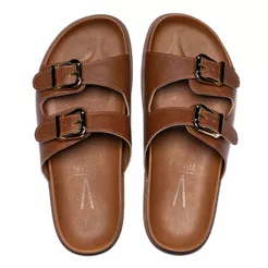Chinelo Slide Feminino Vizzano Fivelas Caramelo