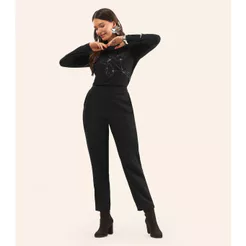 Blusa Feminina Manga Longa Em Viscotorcion Rovitex Preto