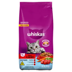 Ração para Gatos Whiskas Castrados Adultos 1+ Sabor Carne 2,7kg
