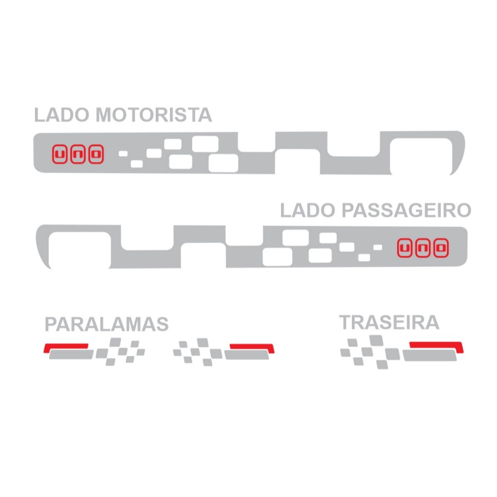 Kit Faixas Laterais Fiat Novo Uno kit 5 pcs Acessório Vivace Drive Attractive Sport — imagem 2 de 2