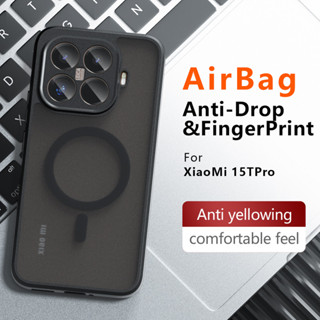 Para Xiaomi 15T , 15T Pro Caso ELVEV Anti-Queda Airbag TPU Duro PC Fosco Pele-Sensação Sucção Telefone Capa em Oferta na Shopee