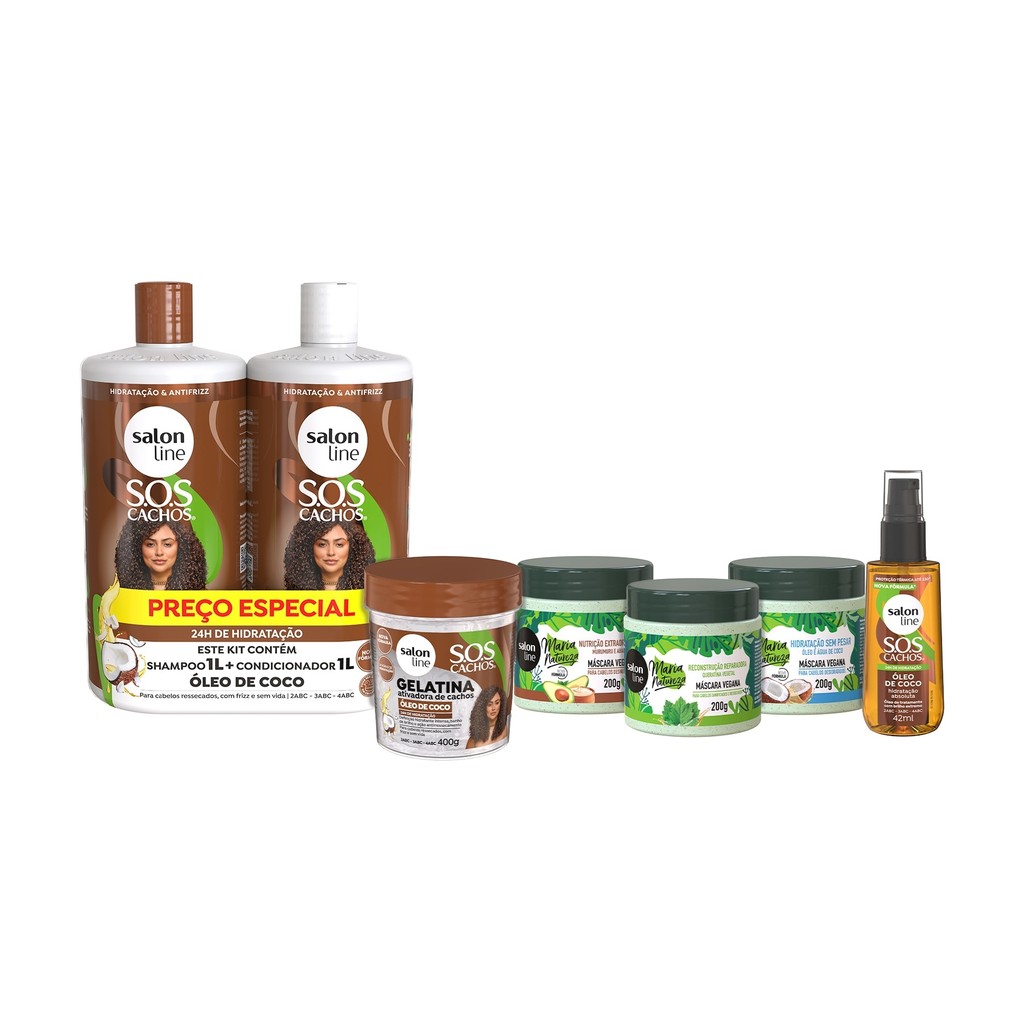 Kit completo para Hidratação com Maria Natureza e SOS Cachos